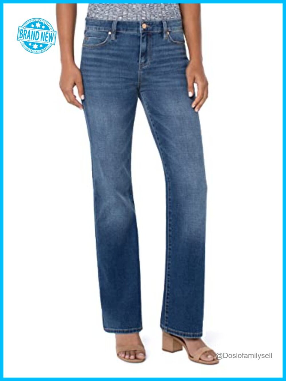 Bootcut Jeans Stretch Denim Five Pocket Mid Rise Slim Fit Casual